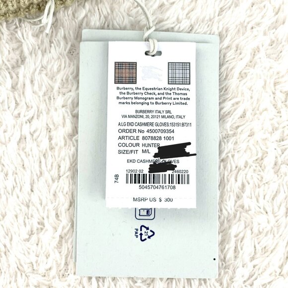 Burberry Beige Cashmere Blend Gloves - Size M/L - Picture 7 of 7